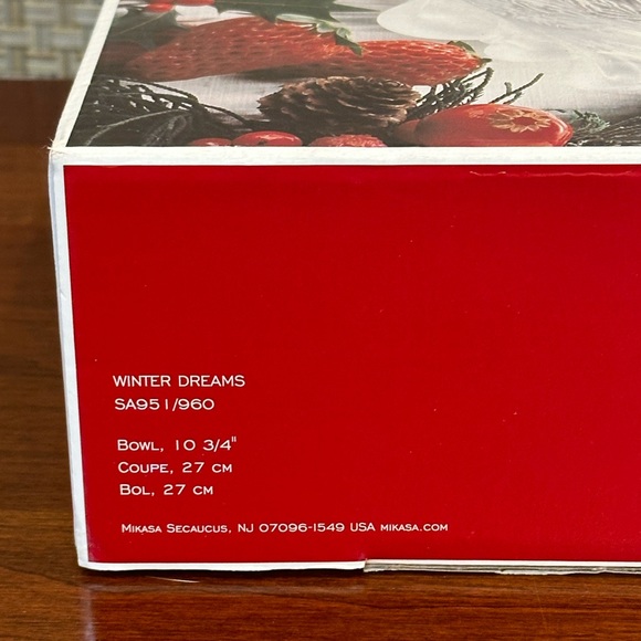 🎄🌟3xHP🌟VTG 1990s NIB Mikasa Winter Dreams Frosted Glass Christmas Large Bowl - Picture 7 of 7